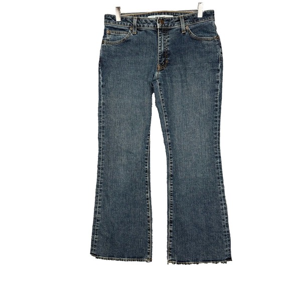 Gap‎ Jeans Womens 8 Ankle Blue Flare Cotton Stretch Medium Wash Boho Mid Rise - Picture 1 of 13